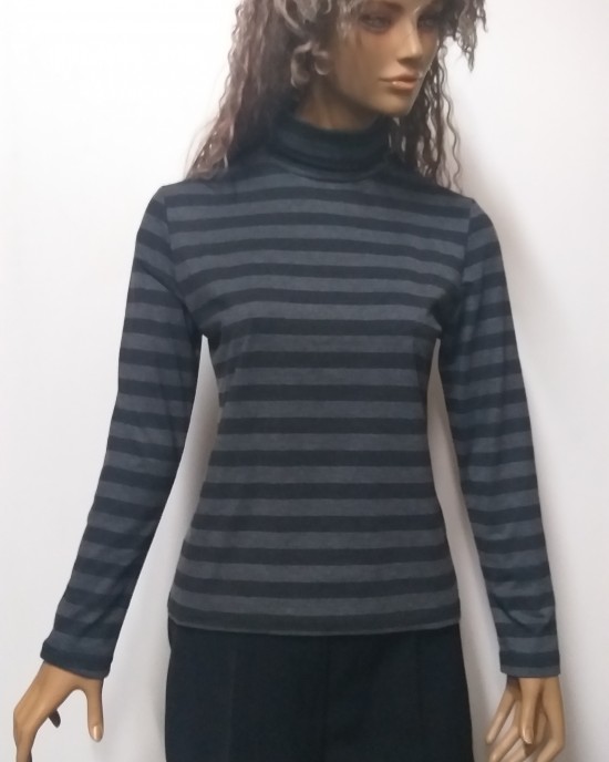 ΜΠΛΟΥΖΑ ME ΡΙΓΕΣ ΜΑΥΡΕΣ-ΓΚΡΙ