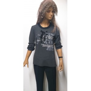 ΜΠΛΟΥΖΑ ΓΚΡΙ-ΜΑΥΡΟ ΜΕ ΦΙΟΓΚΟ MARIA GLENSTER